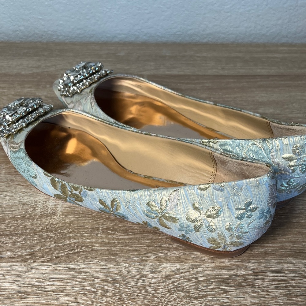 Badgley Mischka Women's Floral Blue Heels with Embellishments - Picture 3 of 6